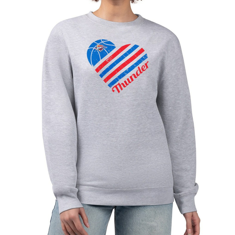 Oklahoma City Thunder G-III 4Her by Carl Banks Women's Heart Graphic Fleece Pullover Sweatshirt Heather Gray - NBA