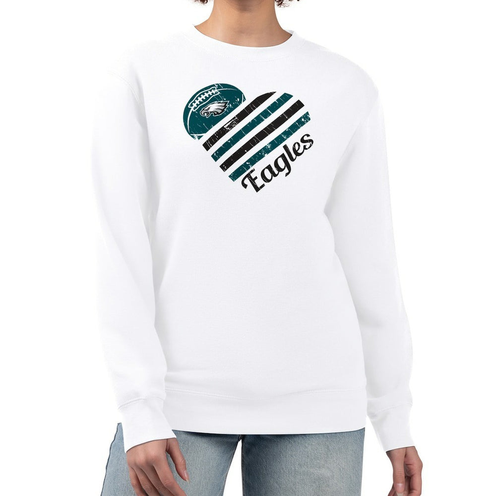 Philadelphia Eagles G-III 4Her by Carl Banks Women's Heart Graphic Fleece Pullover Sweatshirt White | NFL