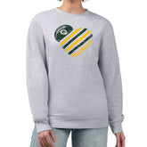 Green Bay Packers G-III 4Her by Carl Banks Women's Heart Graphic Fleece Pullover Sweatshirt Heather Gray | NFL