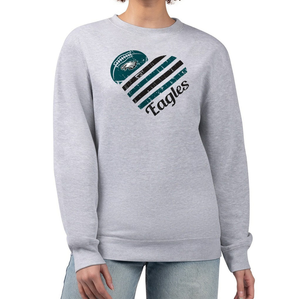 Philadelphia Eagles G-III 4Her by Carl Banks Women's Heart Graphic Fleece Pullover Sweatshirt Heather Gray | NFL