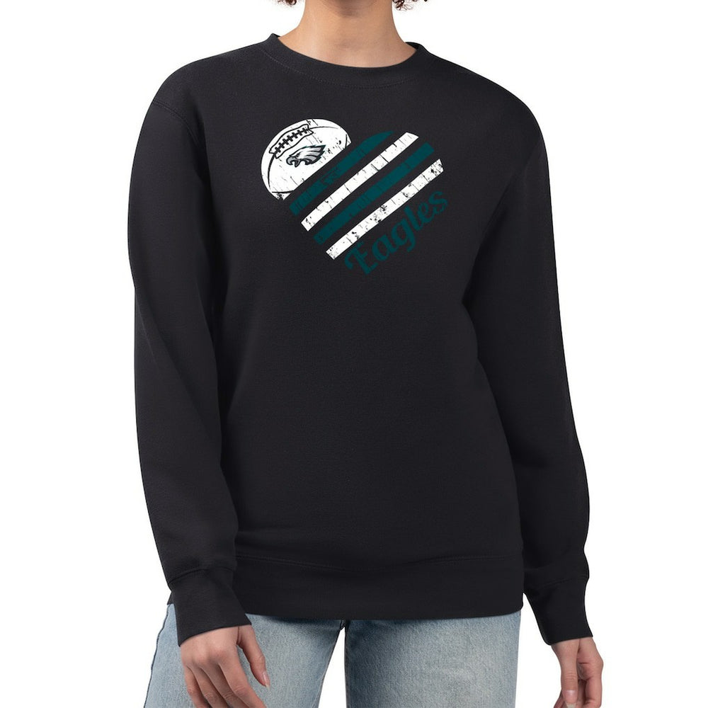 Philadelphia Eagles G-III 4Her by Carl Banks Women's Heart Graphic Fleece Pullover Sweatshirt Black | NFL