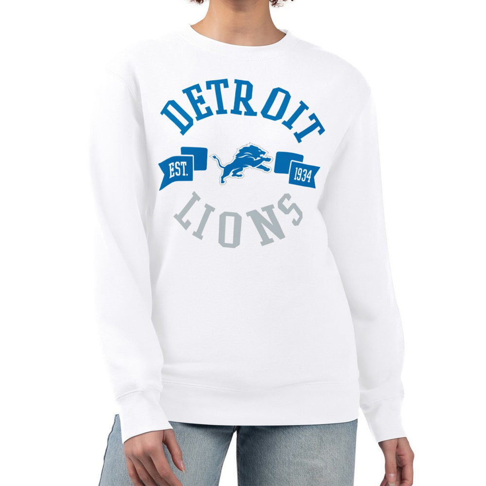 Detroit Lions G-III 4Her by Carl Banks Women's Large Team Graphic Fleece Pullover Sweatshirt White | NFL