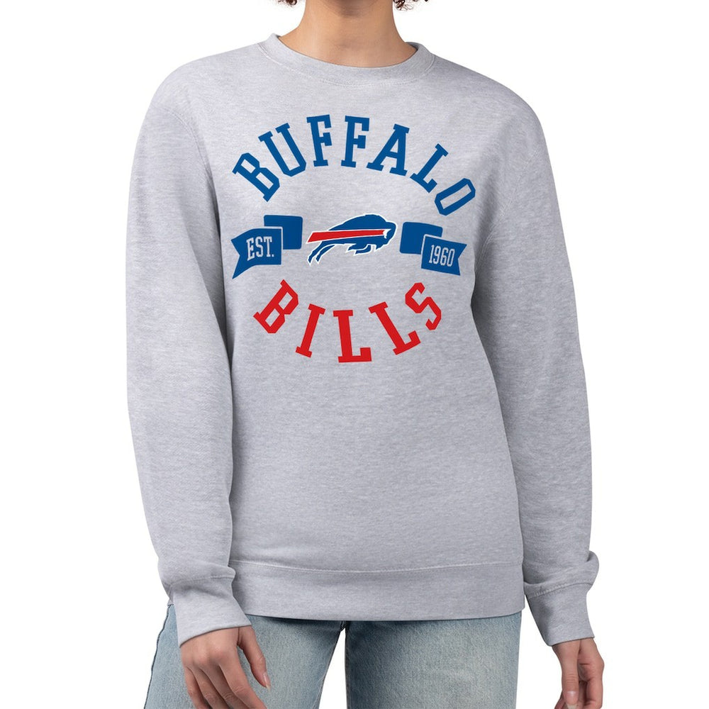 Buffalo Bills G-III 4Her by Carl Banks Women's Large Team Graphic Fleece Pullover Sweatshirt Heather Gray | NFL