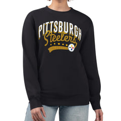 Pittsburgh Steelers G-III 4Her by Carl Banks Women's Filigree Logo Graphic Fleece Pullover Sweatshirt Black | NFL