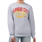 Kansas City Chiefs G-III 4Her by Carl Banks Women's Filigree Logo Graphic Fleece Pullover Sweatshirt Heather Gray | NFL