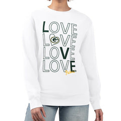 Green Bay Packers G-III 4Her by Carl Banks Women's Lots of Love Graphic Fleece Pullover Sweatshirt White | NFL