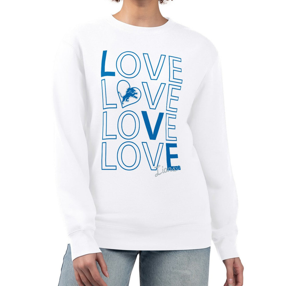 Detroit Lions G-III 4Her by Carl Banks Women's Lots of Love Graphic Fleece Pullover Sweatshirt White | NFL