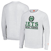 New York Jets Homage Unisex Crest Tri-Blend Crewneck Pullover Sweatshirt White | NFL