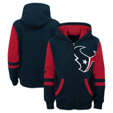 Houston Texans Youth Stadium Color-Block Full-Zip Hoodie Navy | NFL