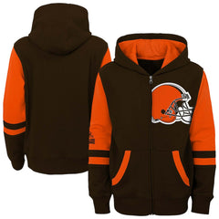 Cleveland Browns Preschool Stadium Color Block Full-Zip Hoodie Brown | NFL