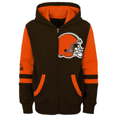 Cleveland Browns Preschool Stadium Color Block Full-Zip Hoodie Brown | NFL