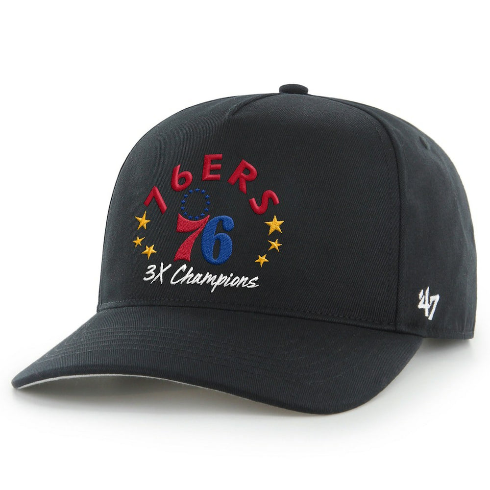 Philadelphia 76ers '47 Champs Global Star Hitch Adjustable Hat Black - NBA