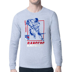 New York Rangers Starter Player Grid Long Sleeve T-Shirt - Heather Gray - NHL