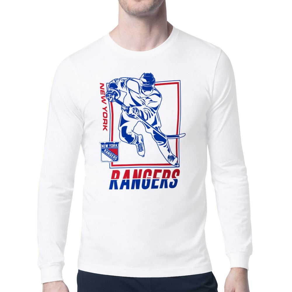 New York Rangers Starter Player Grid Long Sleeve T-Shirt - White - NHL