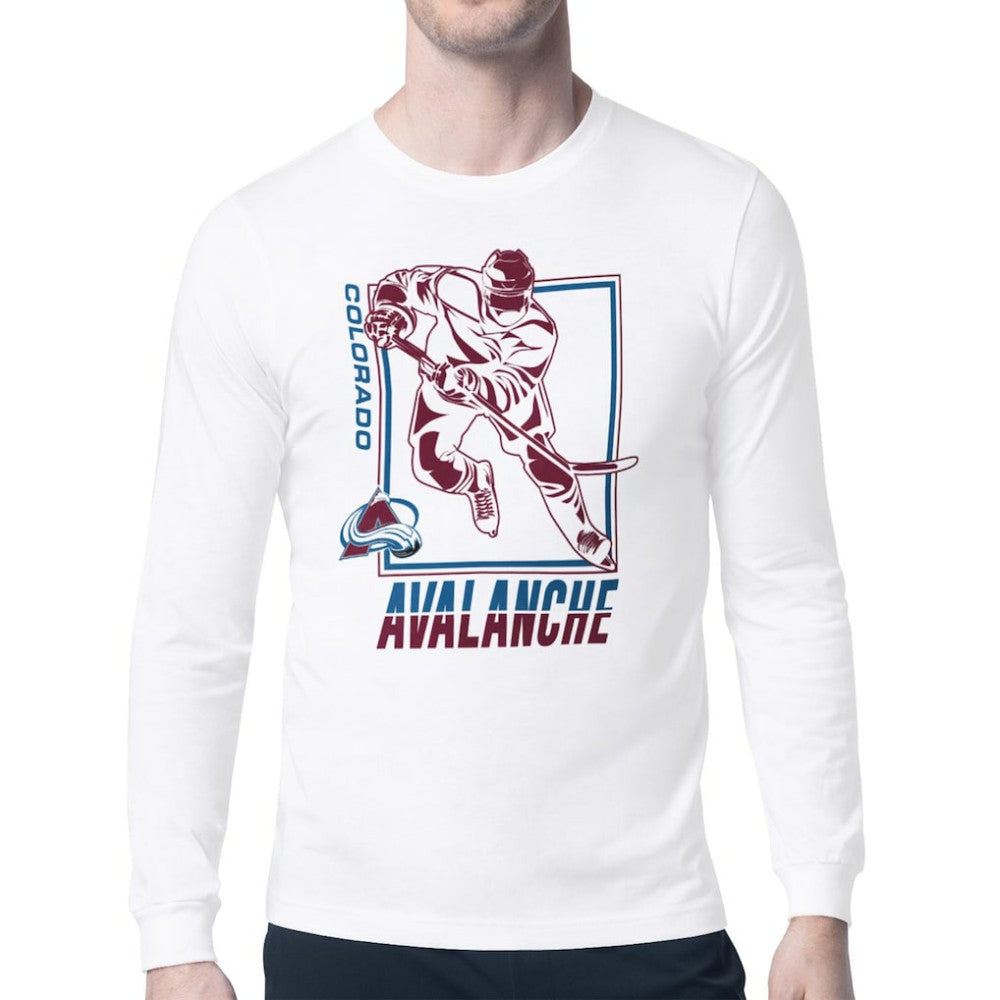 Colorado Avalanche Starter Player Grid Long Sleeve T-Shirt - White - NHL