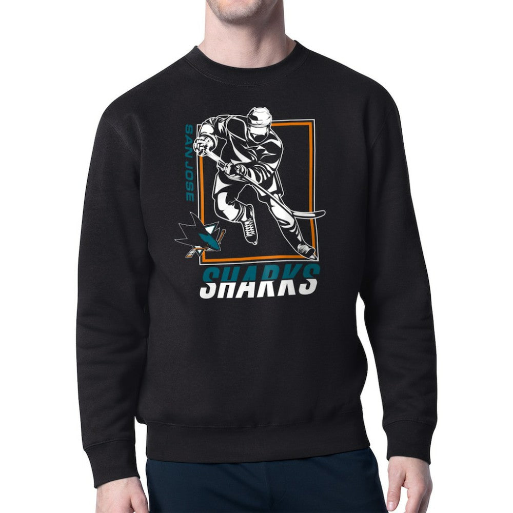 San Jose Sharks Starter Player Grid Fleece Pullover Sweatshirt - Black - NHL