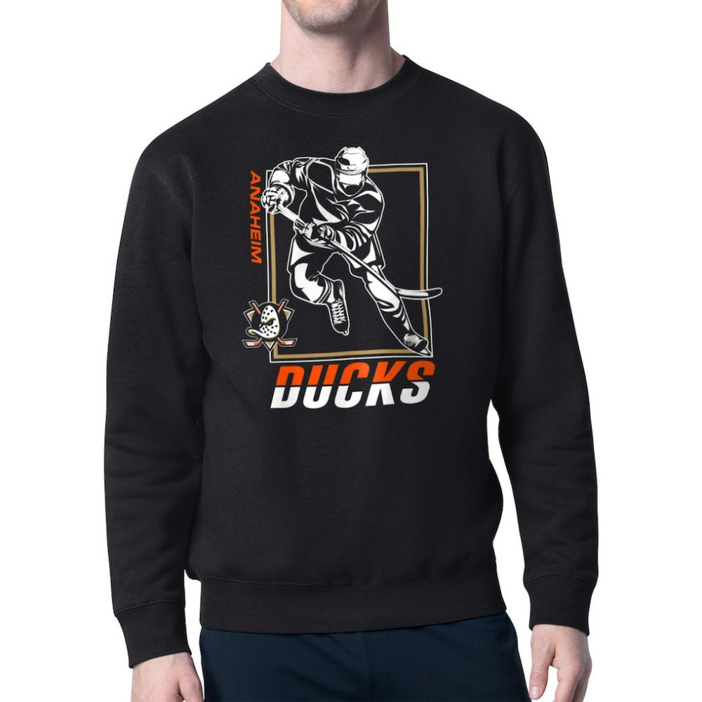 Anaheim Ducks Starter Player Grid Fleece Pullover Sweatshirt - Black - NHL