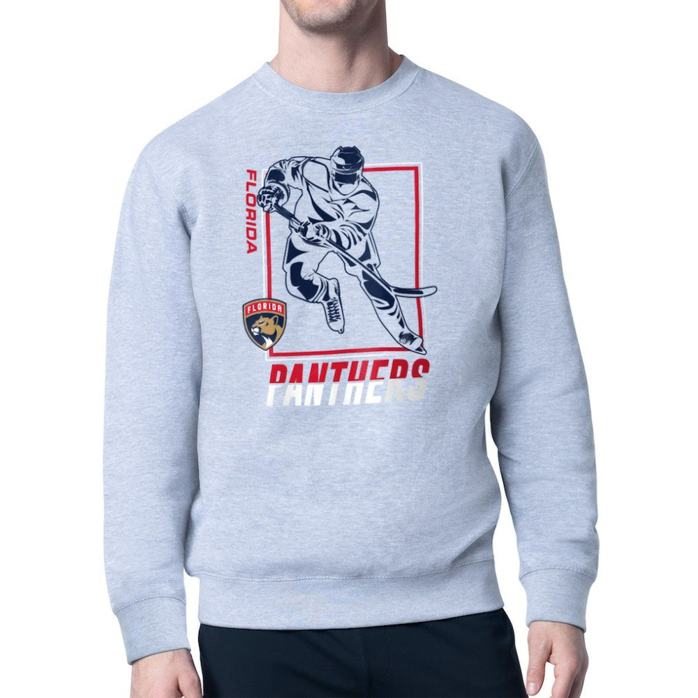 Florida Panthers Starter Player Grid Fleece Pullover Sweatshirt - Heather Gray - NHL