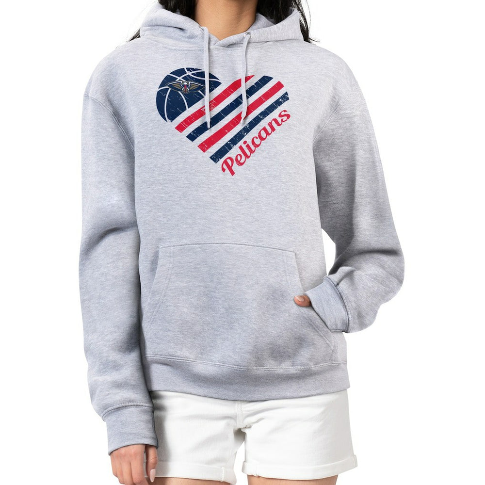 New Orleans Pelicans G-III 4Her by Carl Banks Women's Heart Pullover Hoodie - Heather Gray - NBA