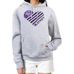 Sacramento Kings G-III 4Her by Carl Banks Women's Heart Pullover Hoodie - Heather Gray - NBA