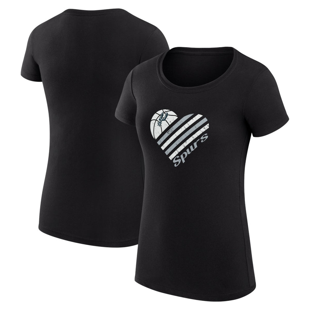 San Antonio Spurs G-III 4Her by Carl Banks Women's Super-Slim Fit Lightweight Heart T-Shirt Black - NBA