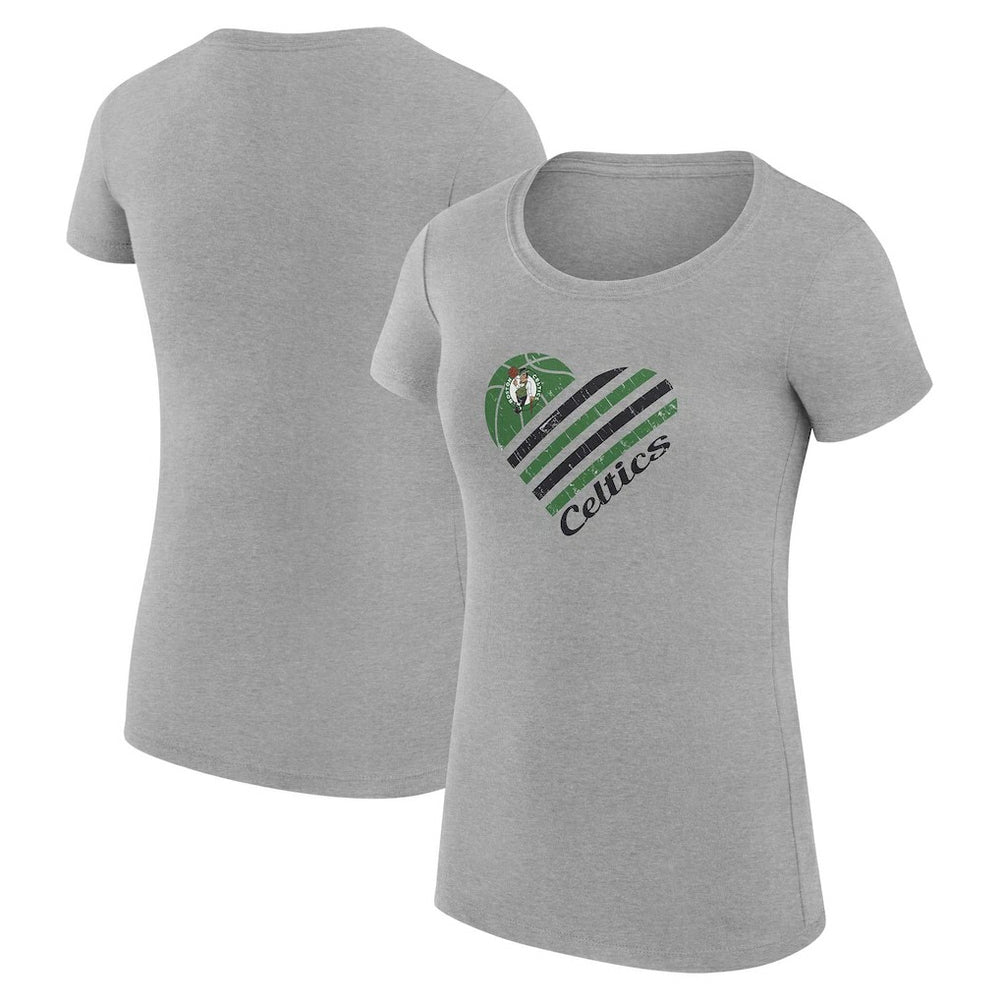 Boston Celtics G-III 4Her by Carl Banks Women's Super-Slim Fit Lightweight Heart T-Shirt Heather Gray - NBA
