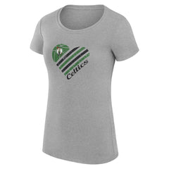 Boston Celtics G-III 4Her by Carl Banks Women's Super-Slim Fit Lightweight Heart T-Shirt Heather Gray - NBA