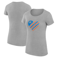 Oklahoma City Thunder G-III 4Her by Carl Banks Women's Super-Slim Fit Lightweight Heart T-Shirt Heather Gray - NBA