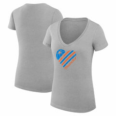 Oklahoma City Thunder G-III 4Her by Carl Banks Women's Super-Slim Fit Lightweight Heart V-Neck T-Shirt Heather Gray - NBA