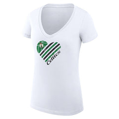 Boston Celtics G-III 4Her by Carl Banks Women's Super-Slim Fit Lightweight Heart V-Neck T-Shirt White - NBA