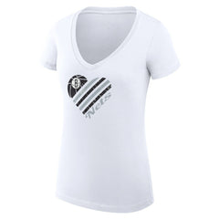 Brooklyn Nets G-III 4Her by Carl Banks Women's Super-Slim Fit Lightweight Heart V-Neck T-Shirt White - NBA
