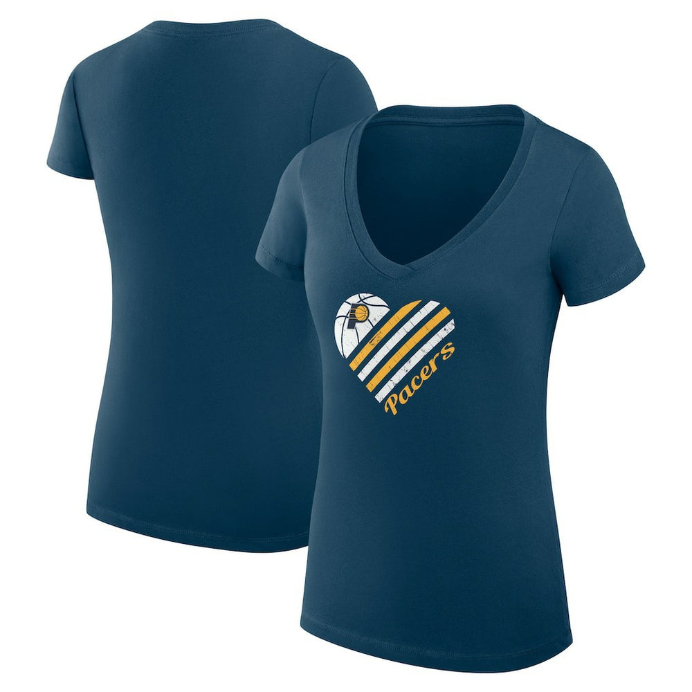 Indiana Pacers G-III 4Her by Carl Banks Women's Super-Slim Fit Lightweight Heart V-Neck T-Shirt Navy - NBA