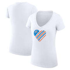 Oklahoma City Thunder G-III 4Her by Carl Banks Women's Super-Slim Fit Lightweight Heart V-Neck T-Shirt White - NBA