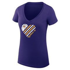 Los Angeles Lakers G-III 4Her by Carl Banks Women's Super-Slim Fit Lightweight Heart V-Neck T-Shirt Purple - NBA
