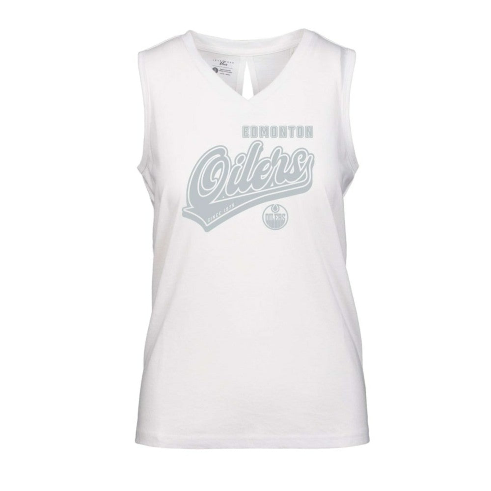Edmonton Oilers Levelwear Women's Paisley Sweep V-Neck Tank Top - White - NHL