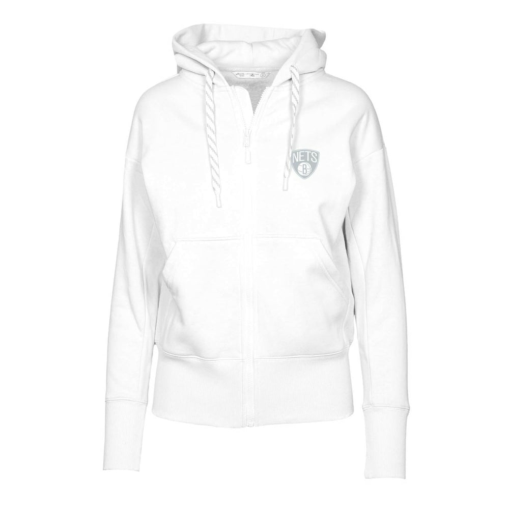 Brooklyn Nets Levelwear Women's Gardinia Core Logo Full-Zip Hoodie White - NBA