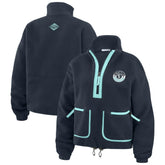 Seattle Kraken WEAR by Erin Andrews Women's Polar Fleece Half-Zip Jacket - Deep Sea Blue - NHL