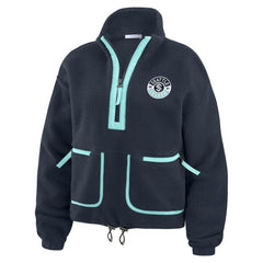 Seattle Kraken WEAR by Erin Andrews Women's Polar Fleece Half-Zip Jacket - Deep Sea Blue - NHL