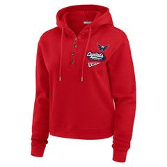 Washington Capitals WEAR by Erin Andrews Women's Waffle-Knit Pullover Hoodie - Red - NHL