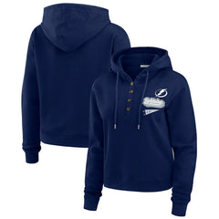 Tampa Bay Lightning WEAR by Erin Andrews Women's Waffle-Knit Pullover Hoodie - Blue - NHL