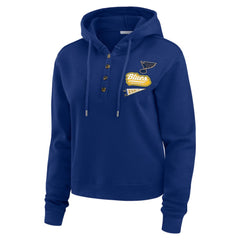 St. Louis Blues WEAR by Erin Andrews Women's Waffle-Knit Pullover Hoodie - Blue - NHL