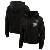 Vegas Golden Knights WEAR by Erin Andrews Women's Waffle-Knit Pullover Hoodie - Black - NHL