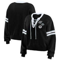 Los Angeles Kings WEAR by Erin Andrews Women's Cropped Lace-Up Sweater - Black - NHL