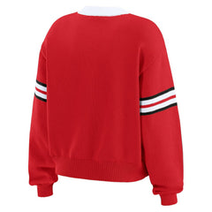 Detroit Red Wings WEAR by Erin Andrews Women's Cropped Lace-Up Sweater - Red - NHL