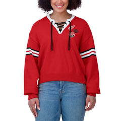 Detroit Red Wings WEAR by Erin Andrews Women's Cropped Lace-Up Sweater - Red - NHL