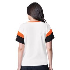 Philadelphia Flyers G-III 4Her by Carl Banks Women's Rink Oversized Rhinestone V-Neck T-Shirt - White - NHL