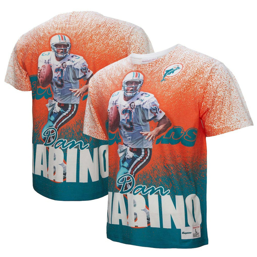 Dan Marino Miami Dolphins Burst Retired Player T-Shirt White | Mitchell & Ness