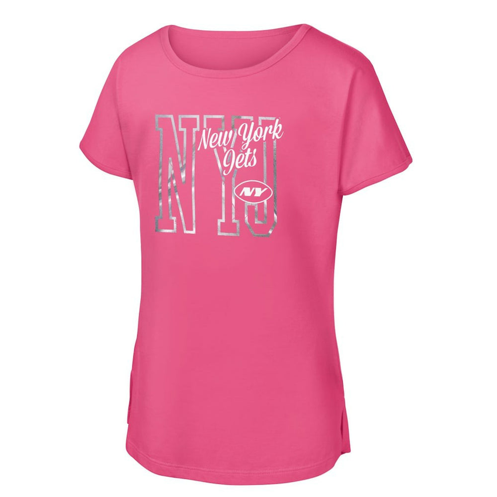 New York Jets Girls Youth Signal Caller Dolman T-Shirt Pink | NFL