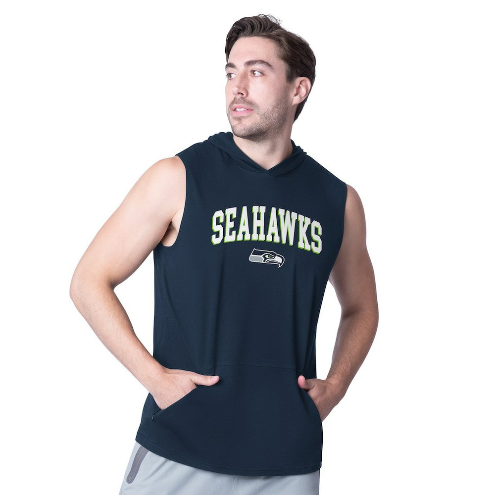 Seattle Seahawks MSX by Michael Strahan Action Sleeveless Pullover Hoodie College Navy | NFL