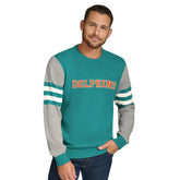 Miami Dolphins Tommy Hilfiger Acrylic Crewneck Pullover Sweater Aqua/Heather Gray | NFL
